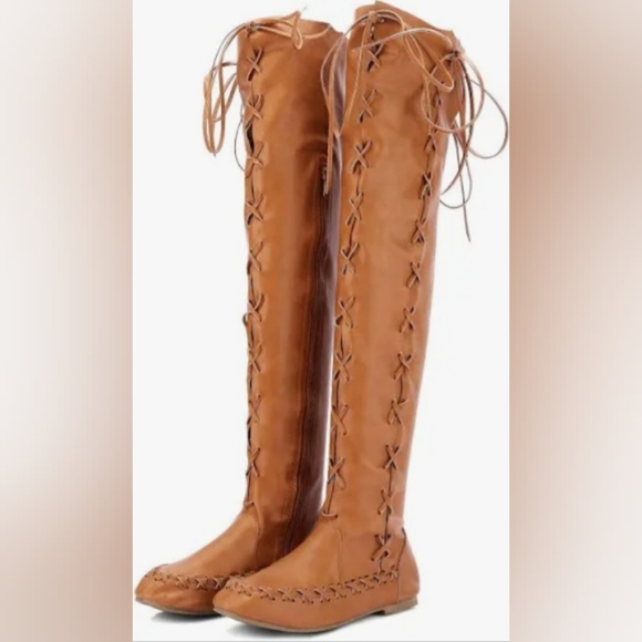 Lk NEW AUTHENTIC GENUINE LEATHER SEXXXY KNEE HIGH MOCCASINS BOOTS SIZE 37 - Picture 3 of 6